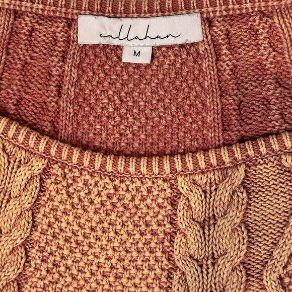 #T9 Callahan Revolve Enzyme Wash Rose Cable Knit Boat Neck Sweater $124 - Picture 13 of 14